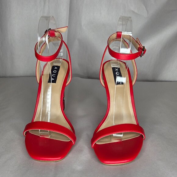 Aqua Women's Dori Red Crystal High Heeled Sandal Heels Size 7.5 - Picture 2 of 6